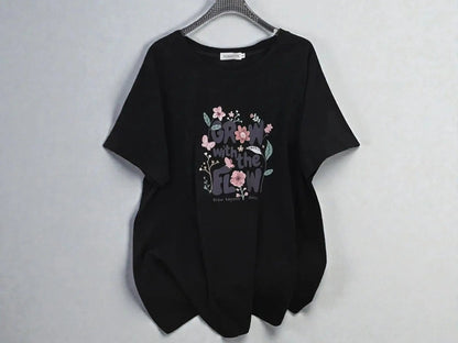 Plus Size Short Sleeve Top | Women's Floral Graphic Tee, Loose Fit Casual JuChachaShop