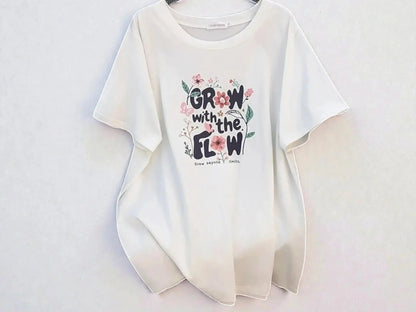 Plus Size Short Sleeve Top | Women's Floral Graphic Tee, Loose Fit Casual JuChachaShop