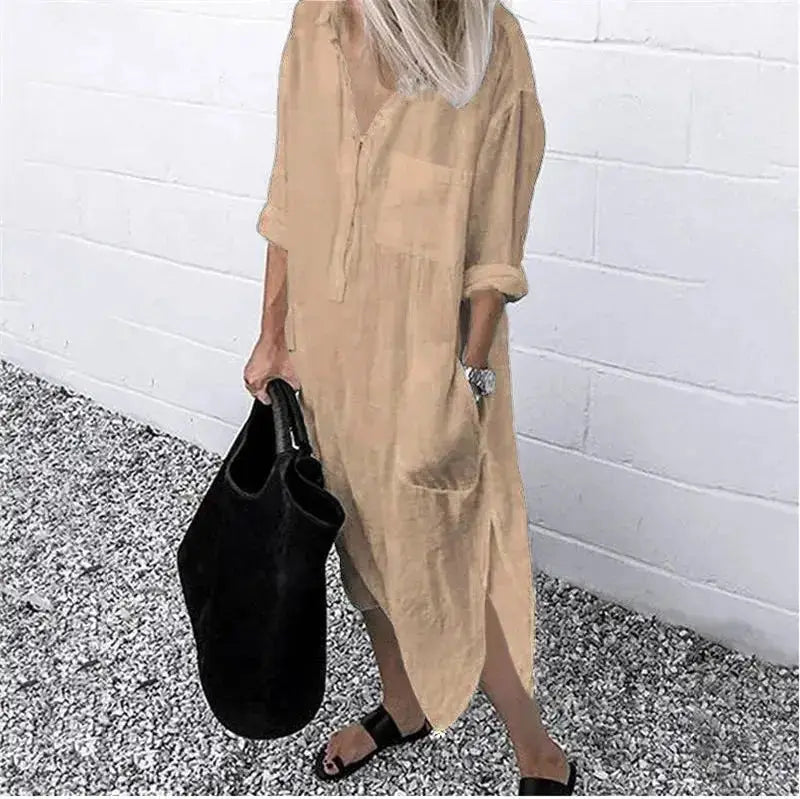 Plus Size Summer Dress with Pockets – Casual Loose Mid-Calf Dress JuChachaShop