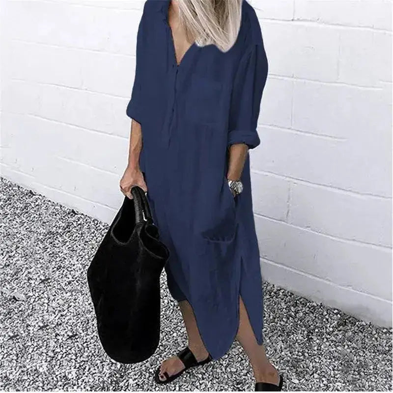 Plus Size Summer Dress with Pockets – Casual Loose Mid-Calf Dress JuChachaShop