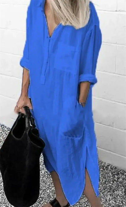 Plus Size Summer Dress with Pockets – Casual Loose Mid-Calf Dress JuChachaShop