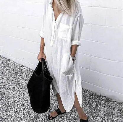 Plus Size Summer Dress with Pockets – Casual Loose Mid-Calf Dress JuChachaShop