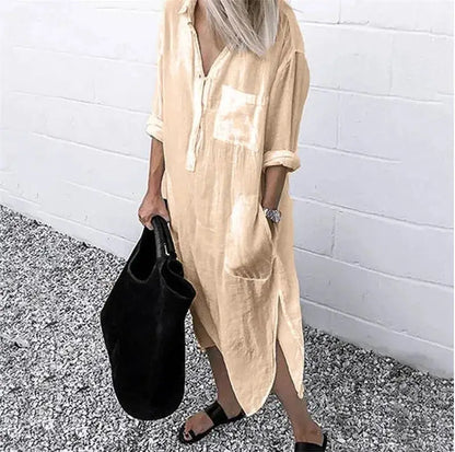 Plus Size Summer Dress with Pockets – Casual Loose Mid-Calf Dress JuChachaShop