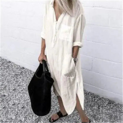 Plus Size Summer Dress with Pockets – Casual Loose Mid-Calf Dress JuChachaShop