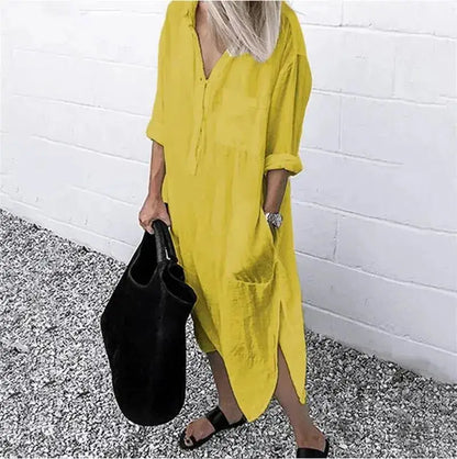 Plus Size Summer Dress with Pockets – Casual Loose Mid-Calf Dress JuChachaShop