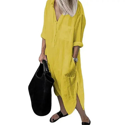 Plus Size Summer Dress with Pockets – Casual Loose Mid-Calf Dress JuChachaShop