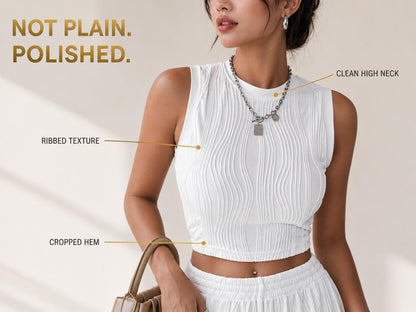 Elevate Your Style with Our Sleeveless Rib Knit Crop Top