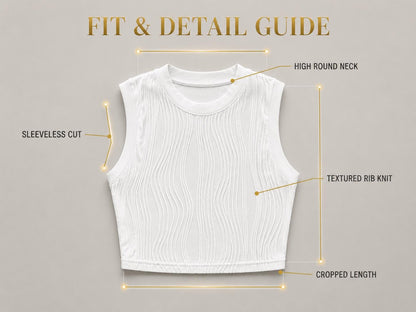 Elevate Your Style with Our Sleeveless Rib Knit Crop Top