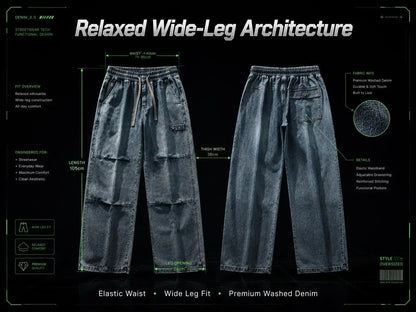 Unisex Cargo Wide Leg Denim Pants | Relaxed Streetwear Jeans JuChachaShop