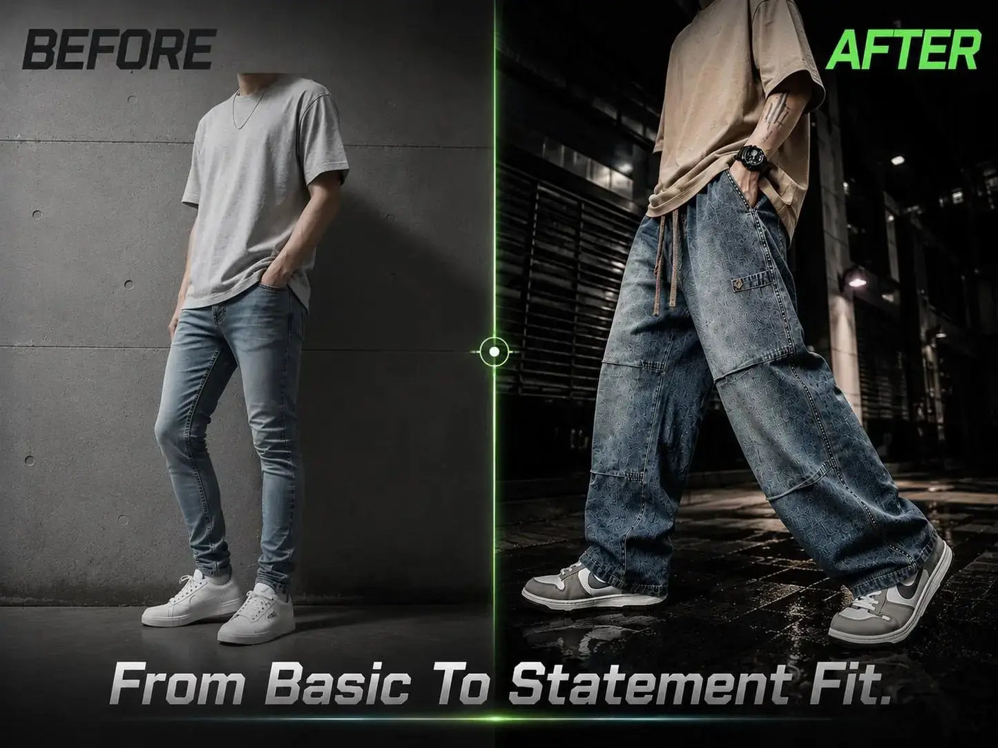 Unisex Cargo Wide Leg Denim Pants | Relaxed Streetwear Jeans JuChachaShop
