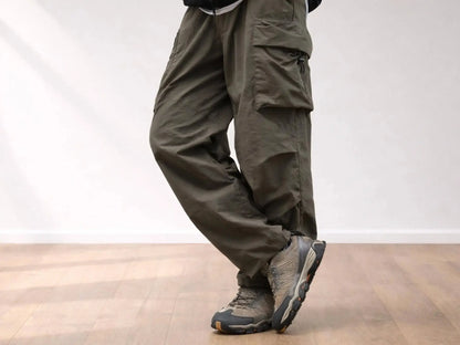 Unisex Lightweight Nylon Cargo Pants | Relaxed Wide Leg Hiking Streetwear JuChachaShop