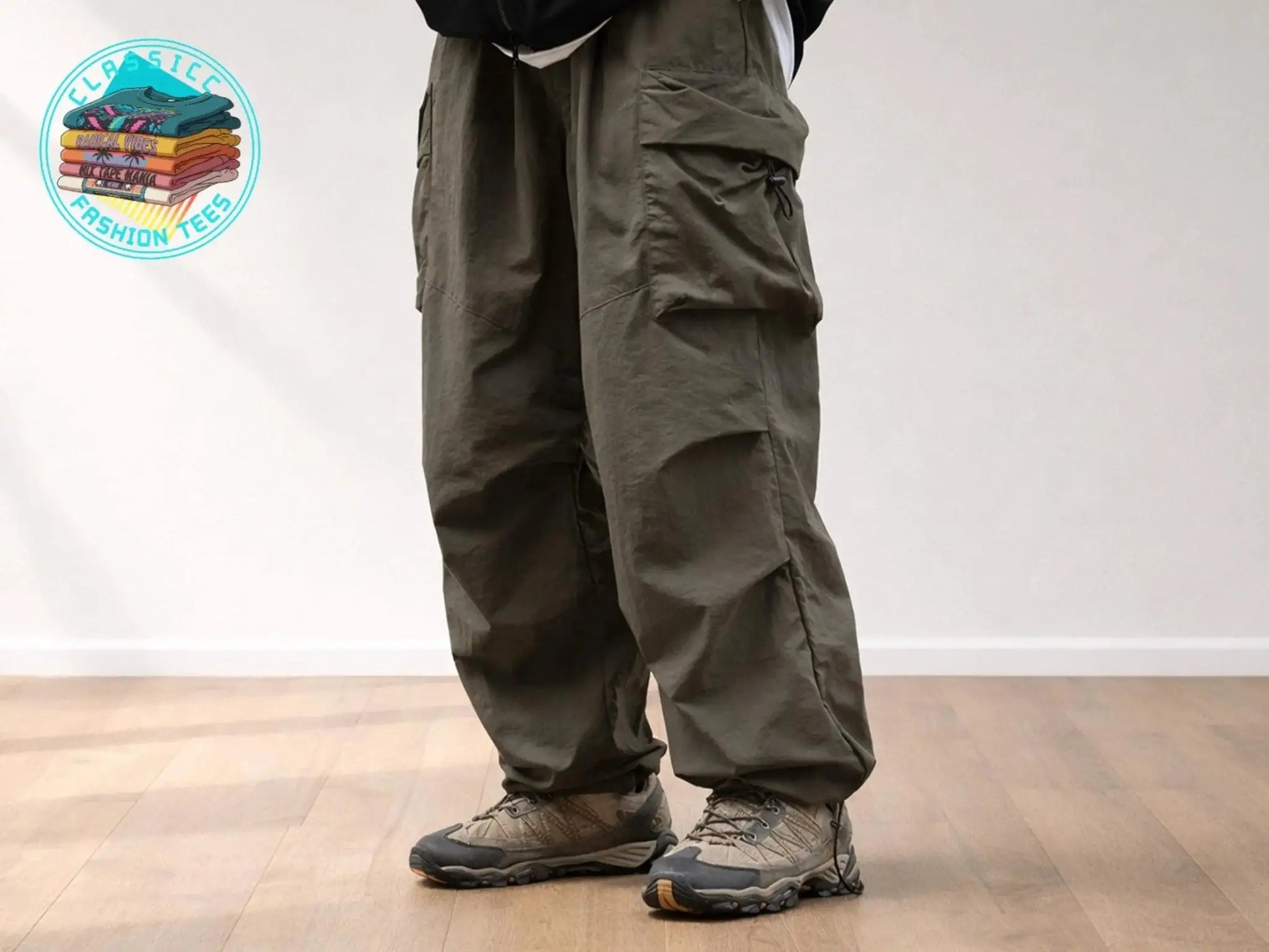 Unisex Lightweight Nylon Cargo Pants | Relaxed Wide Leg Hiking Streetwear JuChachaShop