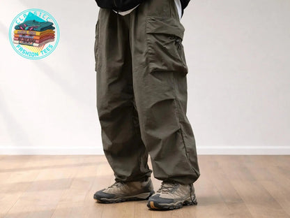 Unisex Lightweight Nylon Cargo Pants | Relaxed Wide Leg Hiking Streetwear JuChachaShop