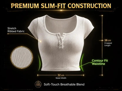 White Ribbed Fitted Crop Top: Soft Stretch Y2K Baby Tee – Casual Summer Style JuChachaShop