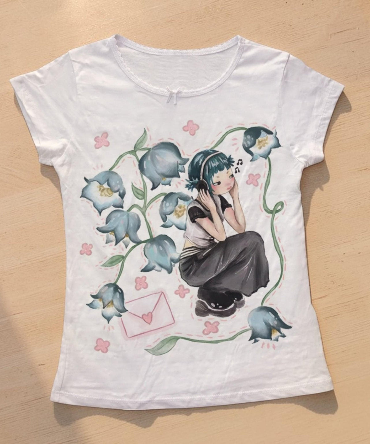 Women Graphic Tee | Emo Girl Floral Artwork