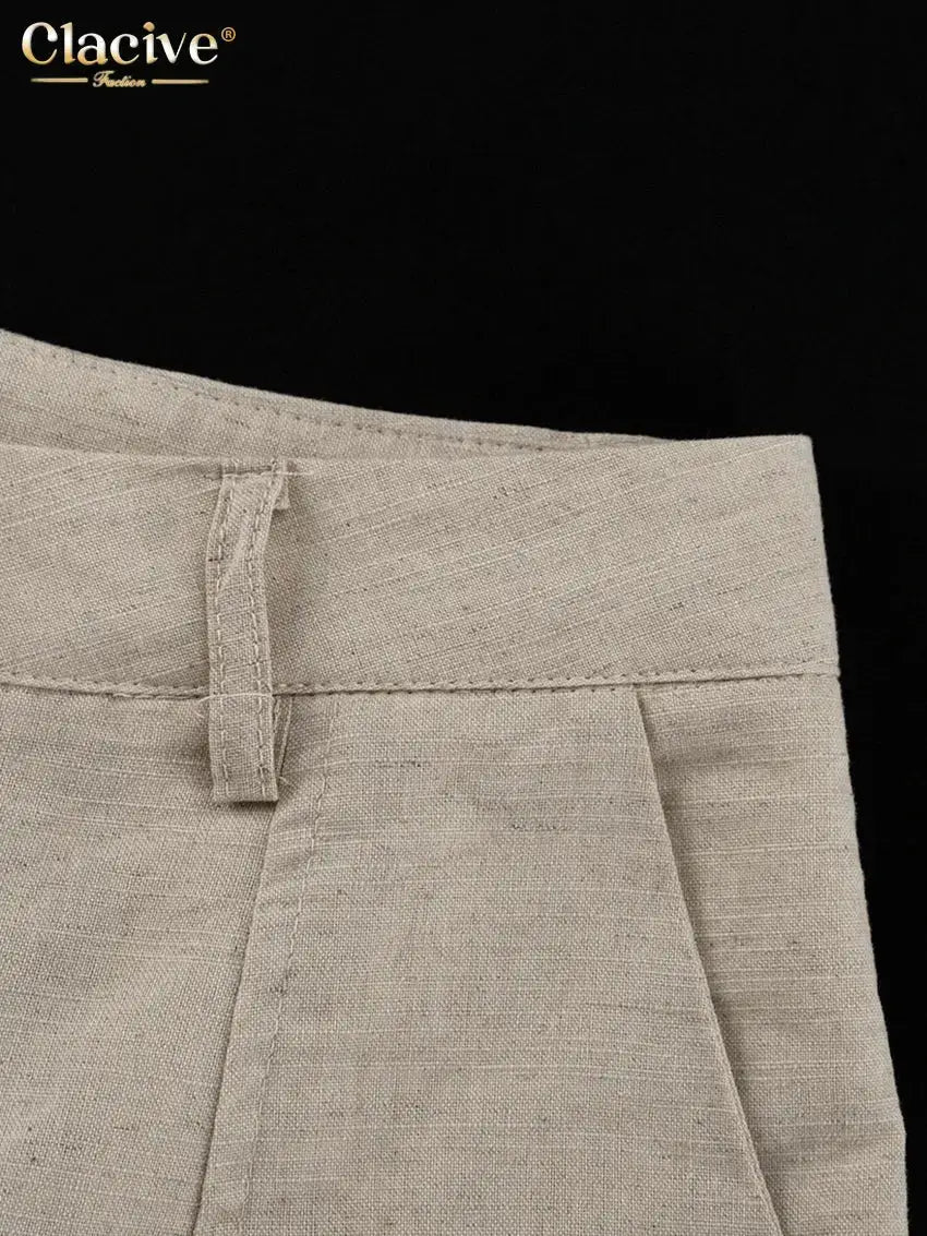 Women Linen Shorts Set – Sleeveless Tank Top & High Waist Shorts JuChachaShop