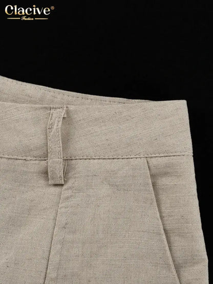 Women Linen Shorts Set – Sleeveless Tank Top & High Waist Shorts JuChachaShop