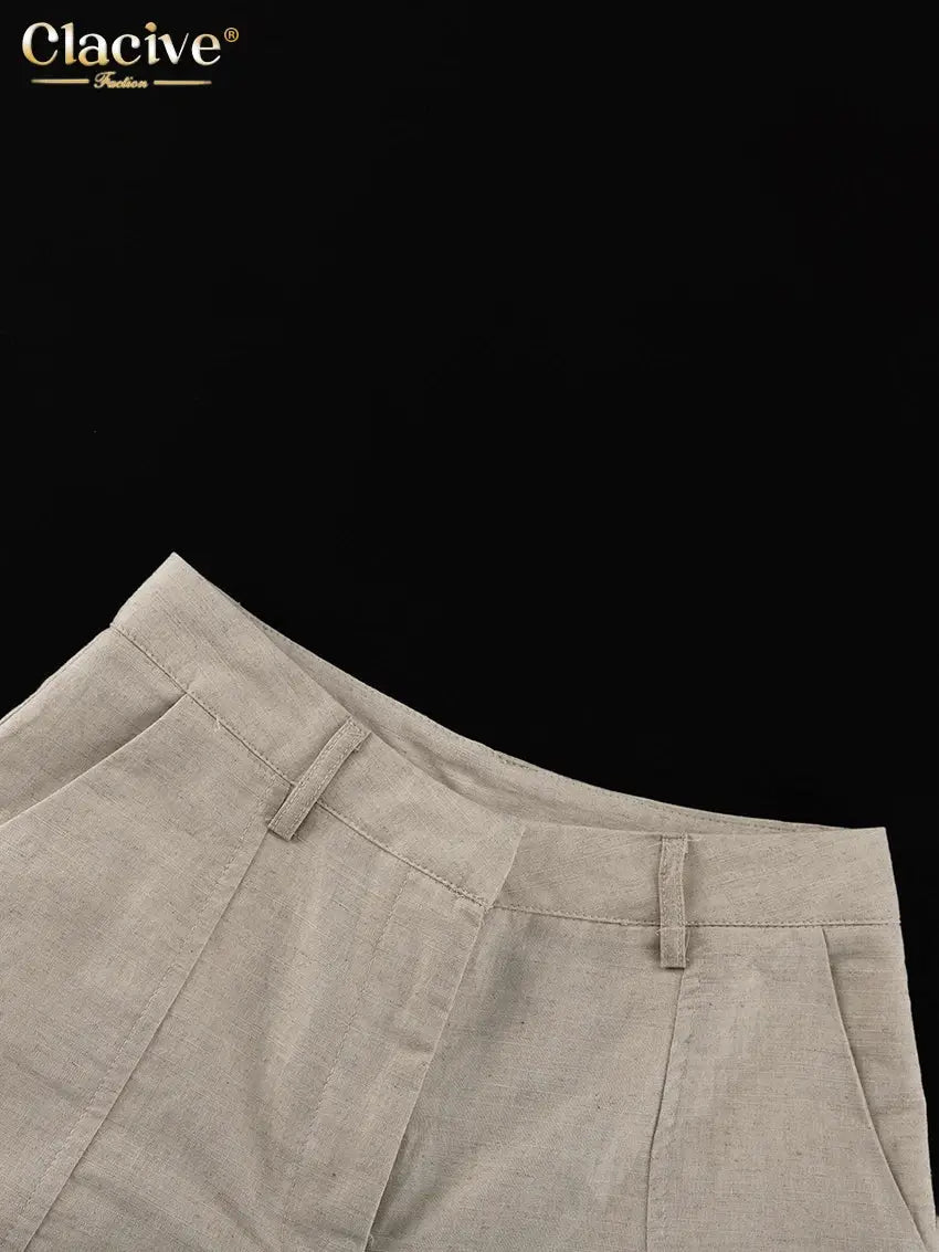Women Linen Shorts Set – Sleeveless Tank Top & High Waist Shorts JuChachaShop