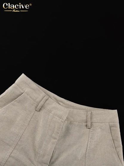 Women Linen Shorts Set – Sleeveless Tank Top & High Waist Shorts JuChachaShop