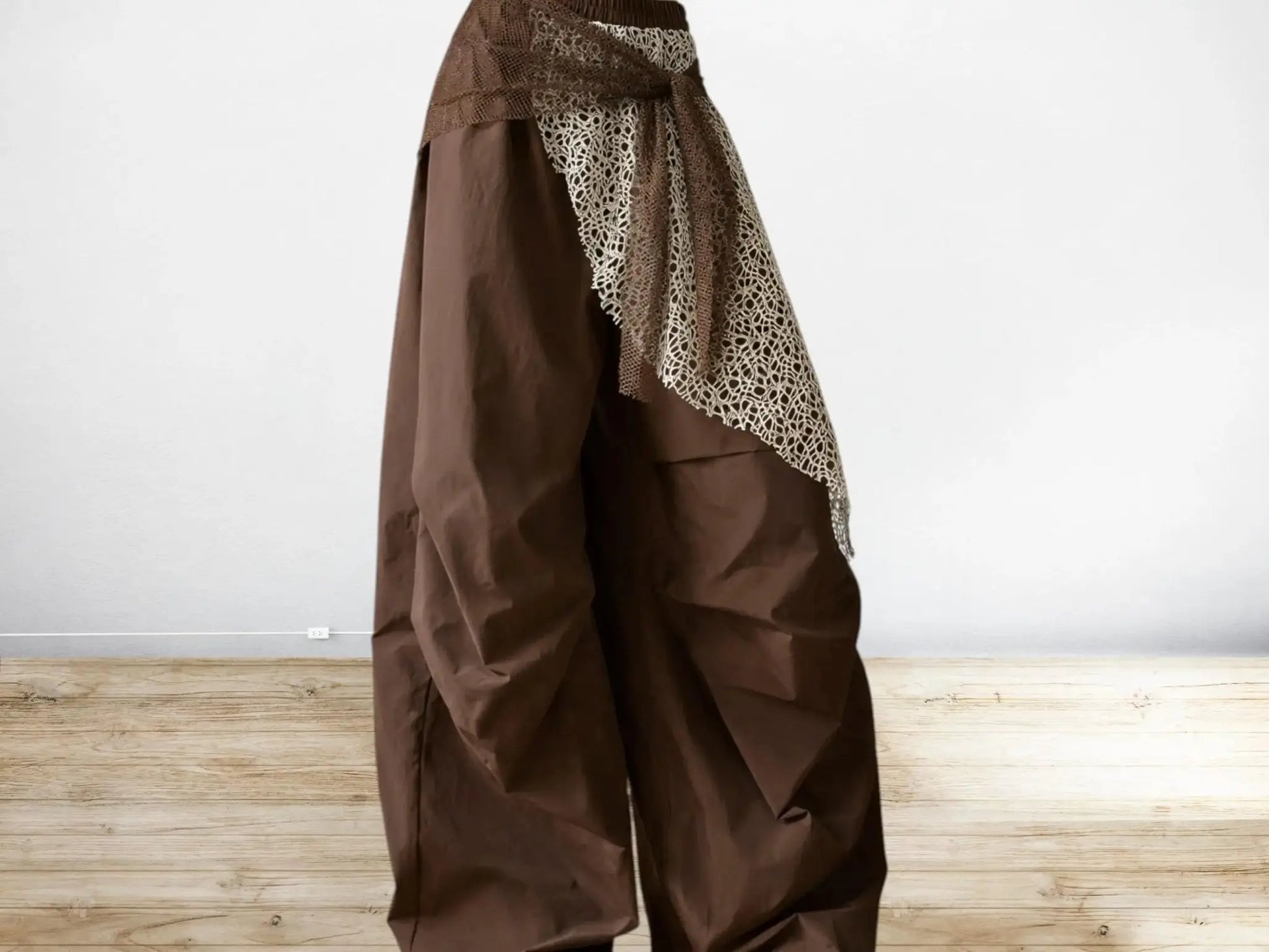 Women Wide Leg Pants | Lace Patchwork Wrap Design, High Waist Loose Fit, Retro Streetwear JuChachaShop