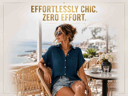 Women’s Casual Summer Blouse Breathable Gauze Button-Down Shirt, Batwing Sleeve, Relaxed Fit Lightweight Top