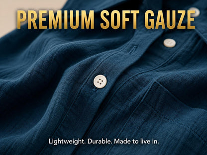 Women’s Casual Summer Blouse Breathable Gauze Button-Down Shirt, Batwing Sleeve, Relaxed Fit Lightweight Top