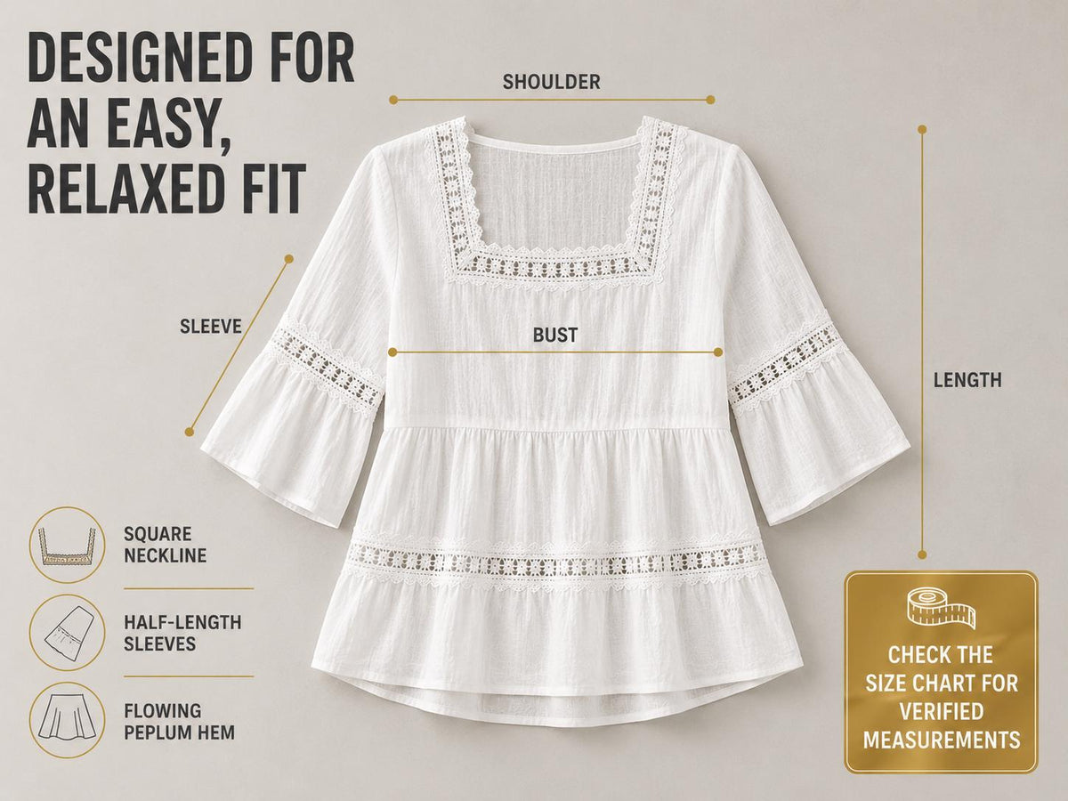 Women's Embroidered Lace Blouse | V-Neck Flare Sleeve Top