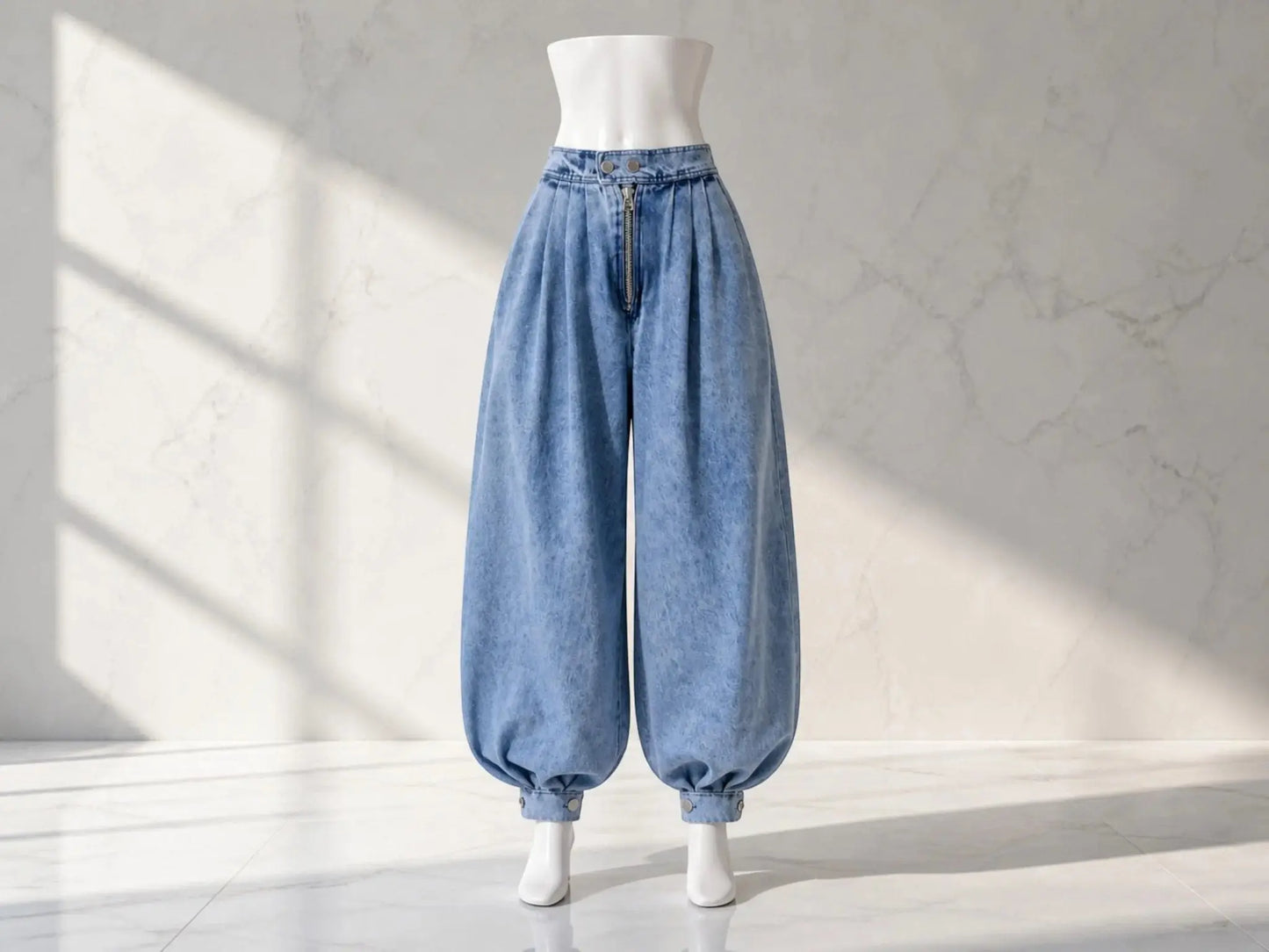 Women's High-Waist Balloon Wide-Leg Jeans – Relaxed Everyday Denim Pants JuChachaShop