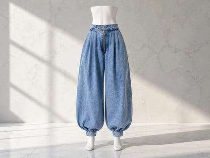 Women's High-Waist Balloon Wide-Leg Jeans – Relaxed Everyday Denim Pants JuChachaShop