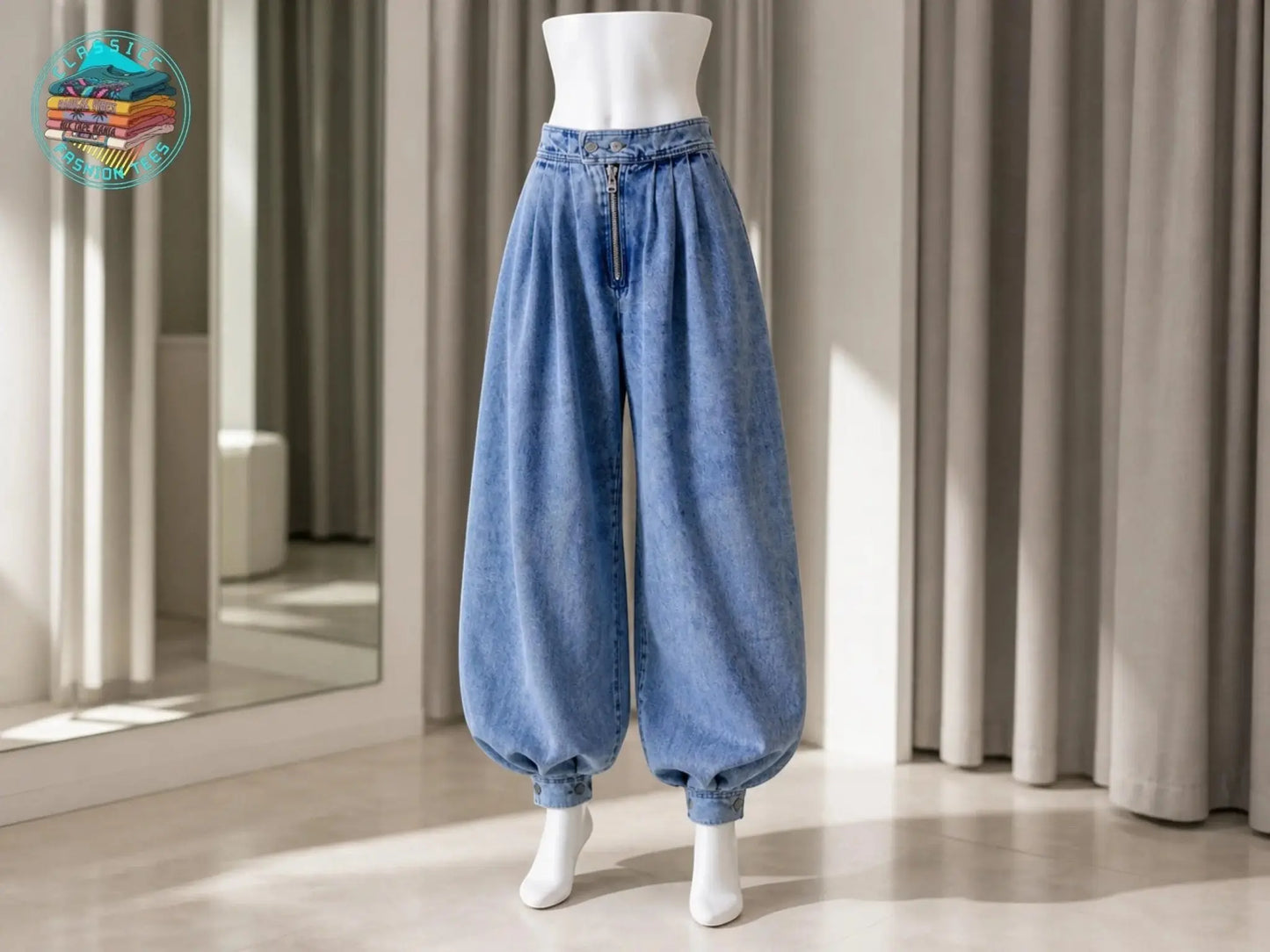 Women's High-Waist Balloon Wide-Leg Jeans – Relaxed Everyday Denim Pants JuChachaShop
