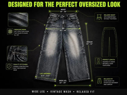 Baggy Wide Leg Jeans Y2K | Vintage Wash Denim & Korean Streetwear JuChachaShop