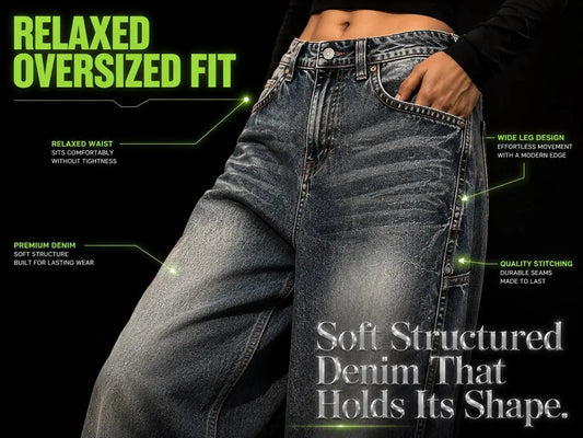 Baggy Wide Leg Jeans Y2K | Vintage Wash Denim & Korean Streetwear JuChachaShop